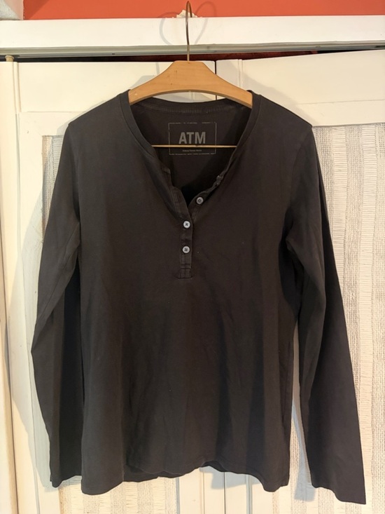 ATM Anthony Thomas Melillo Tops - ATM Henley Shirt Black Size medium Long Sleeve